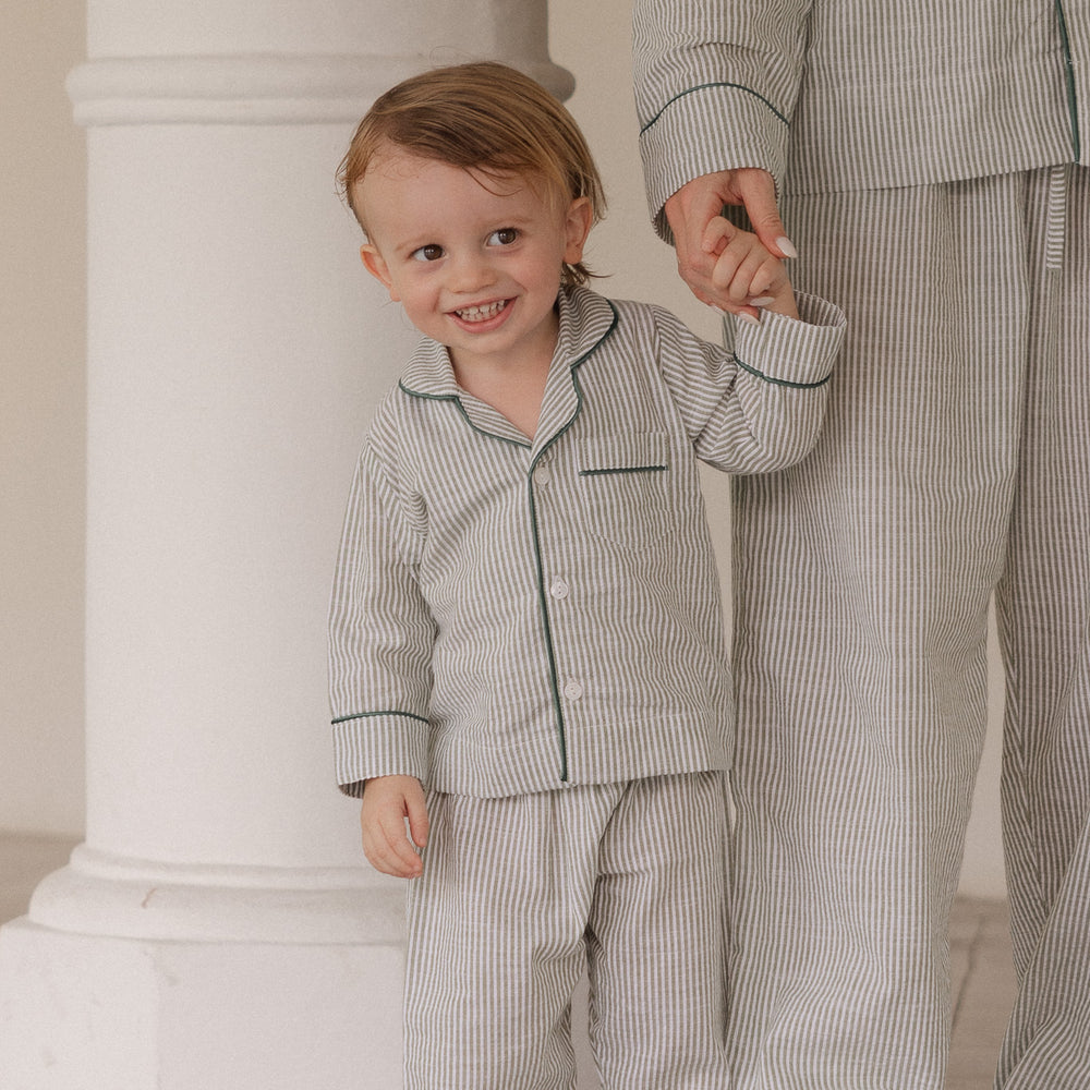 The Parlour Kids Pajama Set in Olive