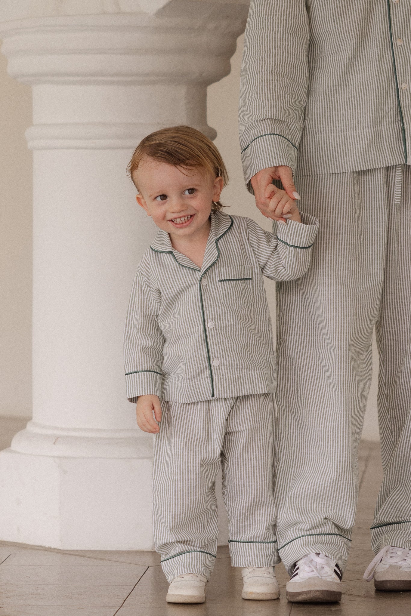 The Parlour Kids Pajama Set in Olive