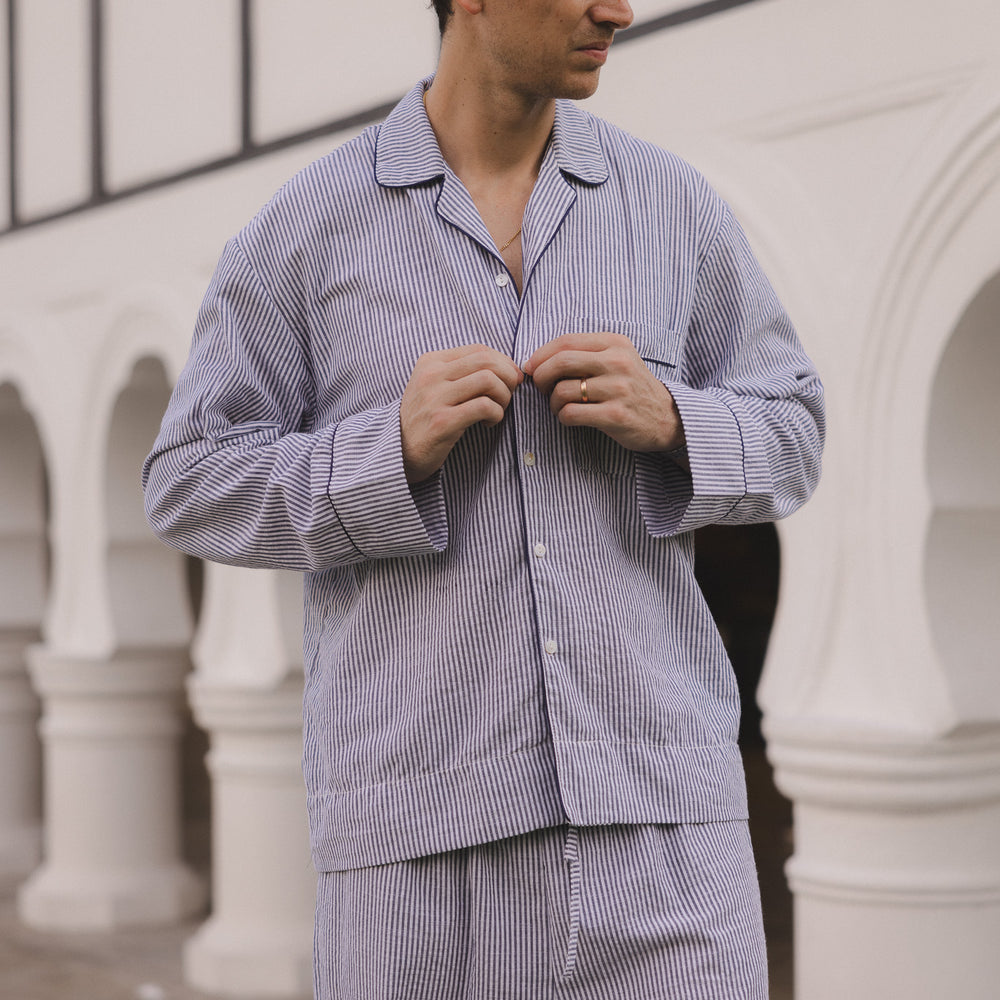 
                  
                    The Stamford Adult Pajama Set in Navy
                  
                