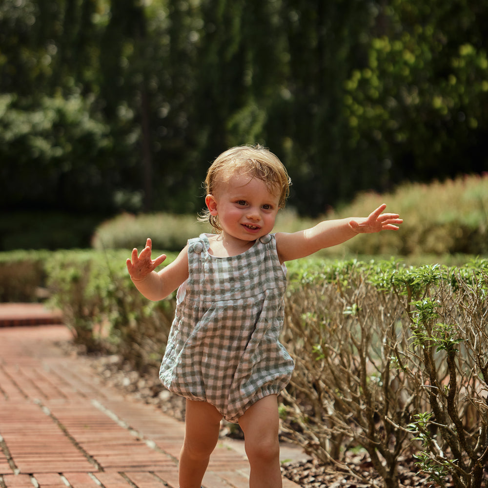 James Baby Bubble Romper in Gingham