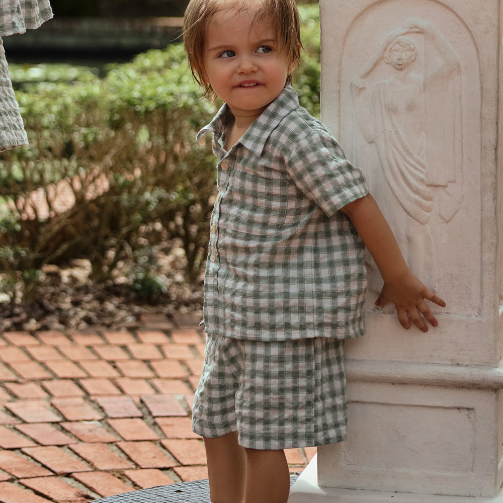 Cruz Boys Shirt and Shorts Set in Gingham