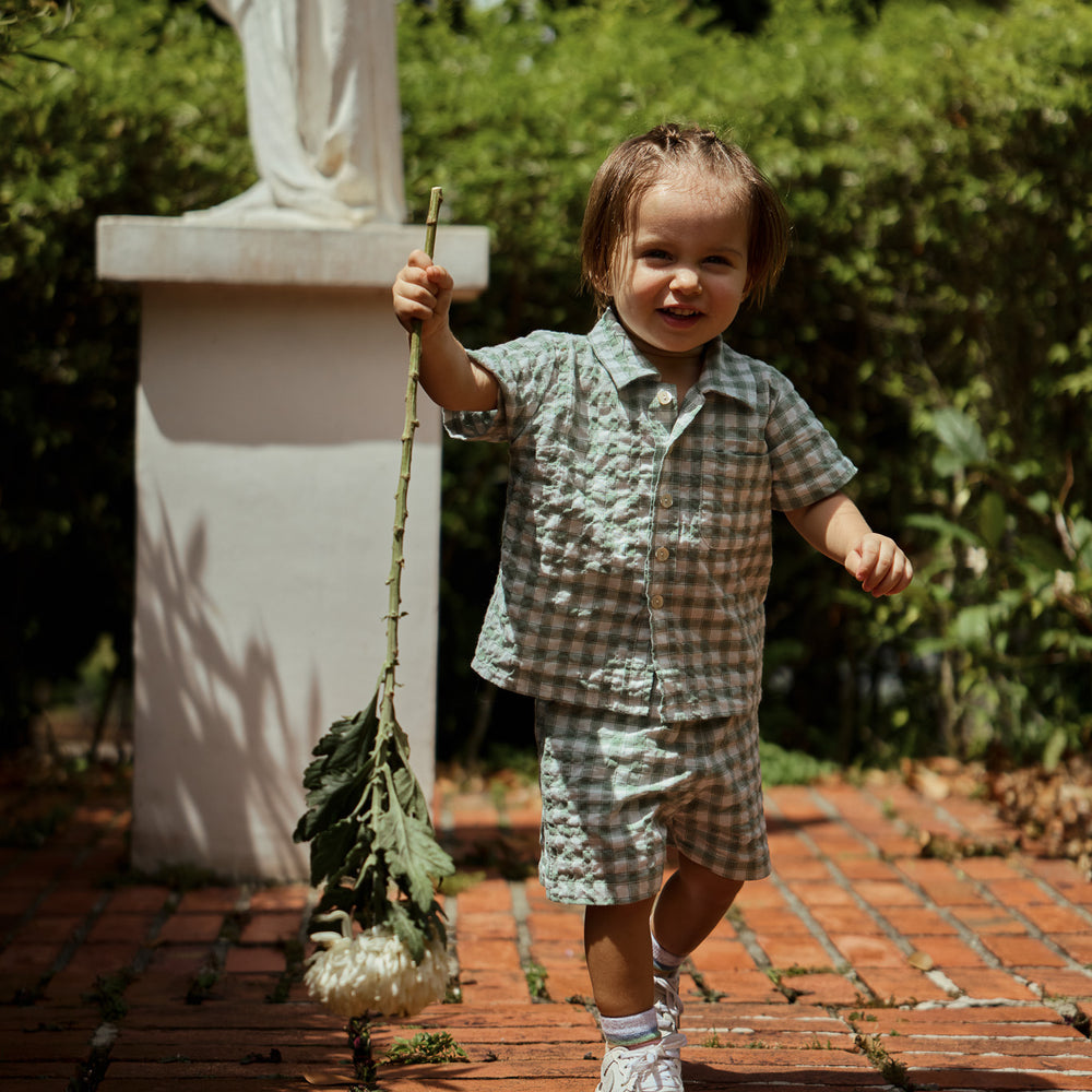 Cruz Boys Shirt and Shorts Set in Gingham