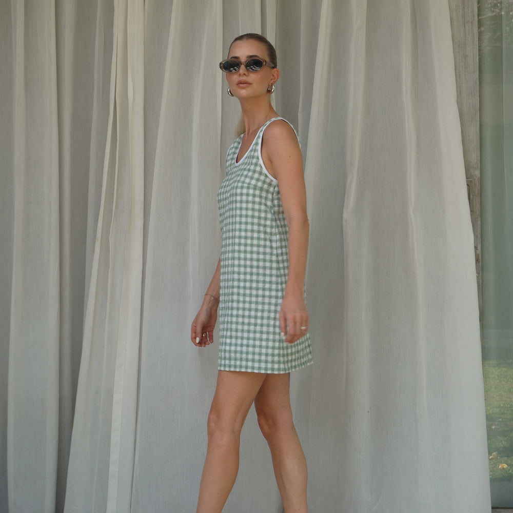 
                  
                    Twiggy Shift Dress in Gingham
                  
                