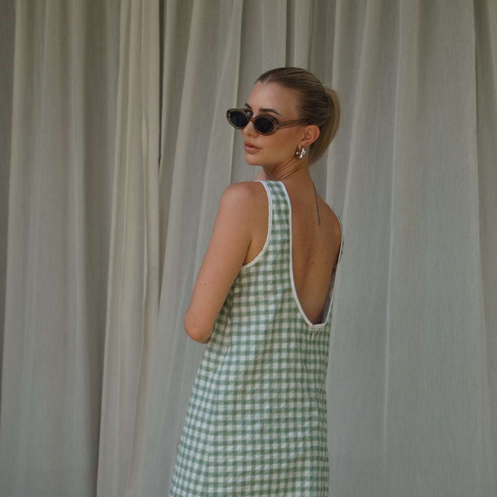 
                  
                    Twiggy Shift Dress in Gingham
                  
                